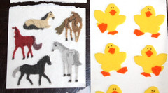 Vintage Fuzzy Sandylion Horses Bunnies Baby Chickens 52 Total Stickers Animals