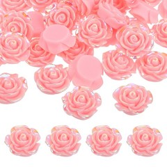 20mm Resin Rose Flatback Charms, 60 Pcs Cabochon Embellishment, Shiny Light Pink