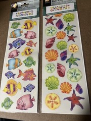 2 American Traditional Designs Rub-Ons–Shell Bright & Fun Fish–4″ x 12″–New