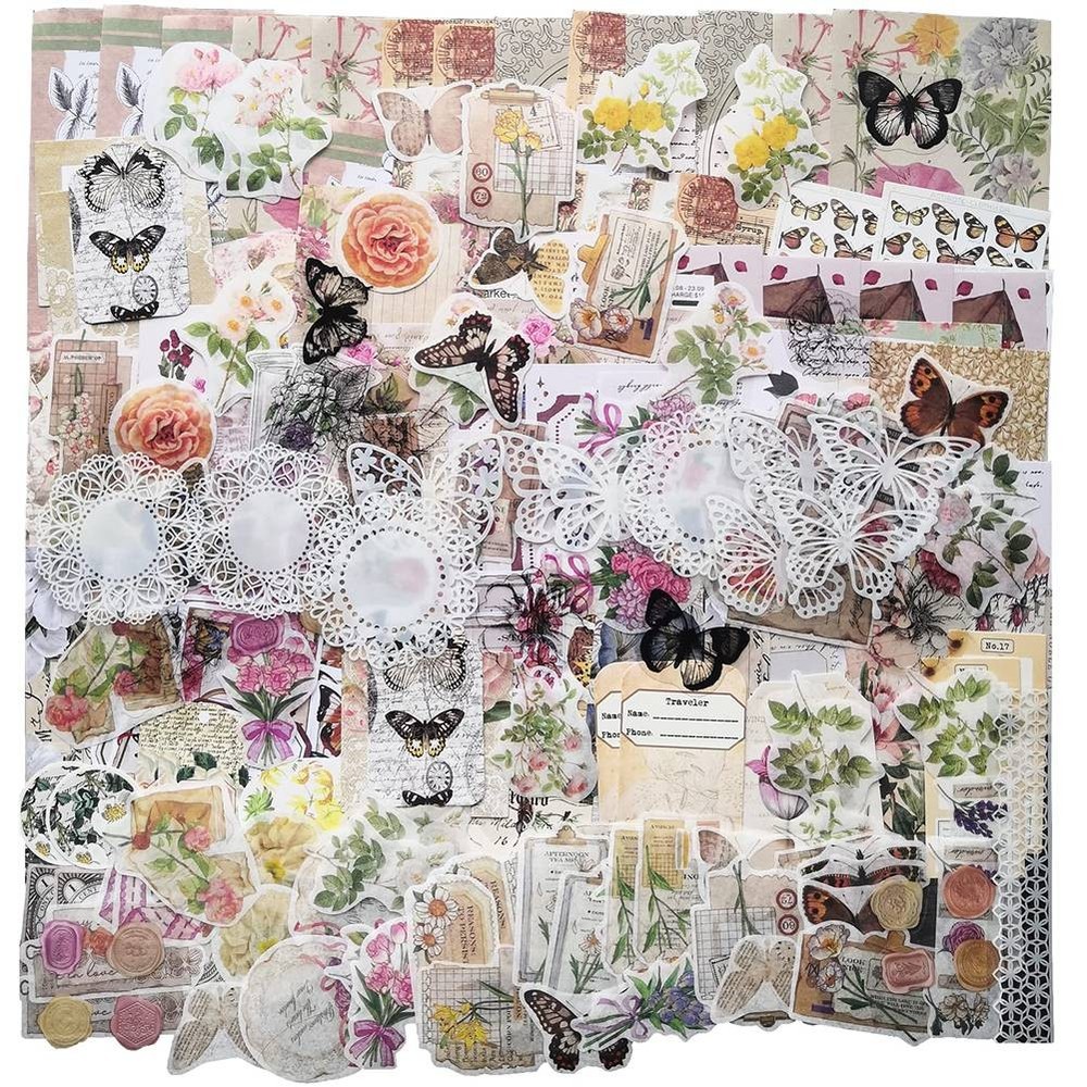 260Pc Vintage Scrapbook Supplies Aesthetic Scrapbook Stickers for9812