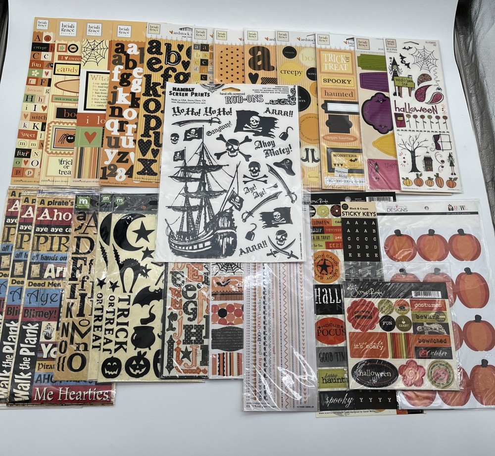 Scrapbooking Stickers & Chipboard Lot Halloween Pirate Theme New Bundle
