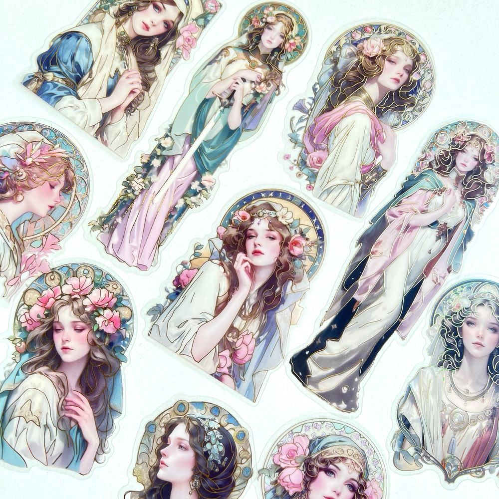 Romantic Neoclassical Ladies Foil Stickers Vintage Style Collage Junk Journal