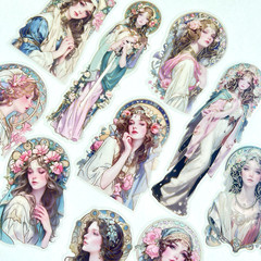 Romantic Neoclassical Ladies Foil Stickers Vintage Style Collage Junk Journal