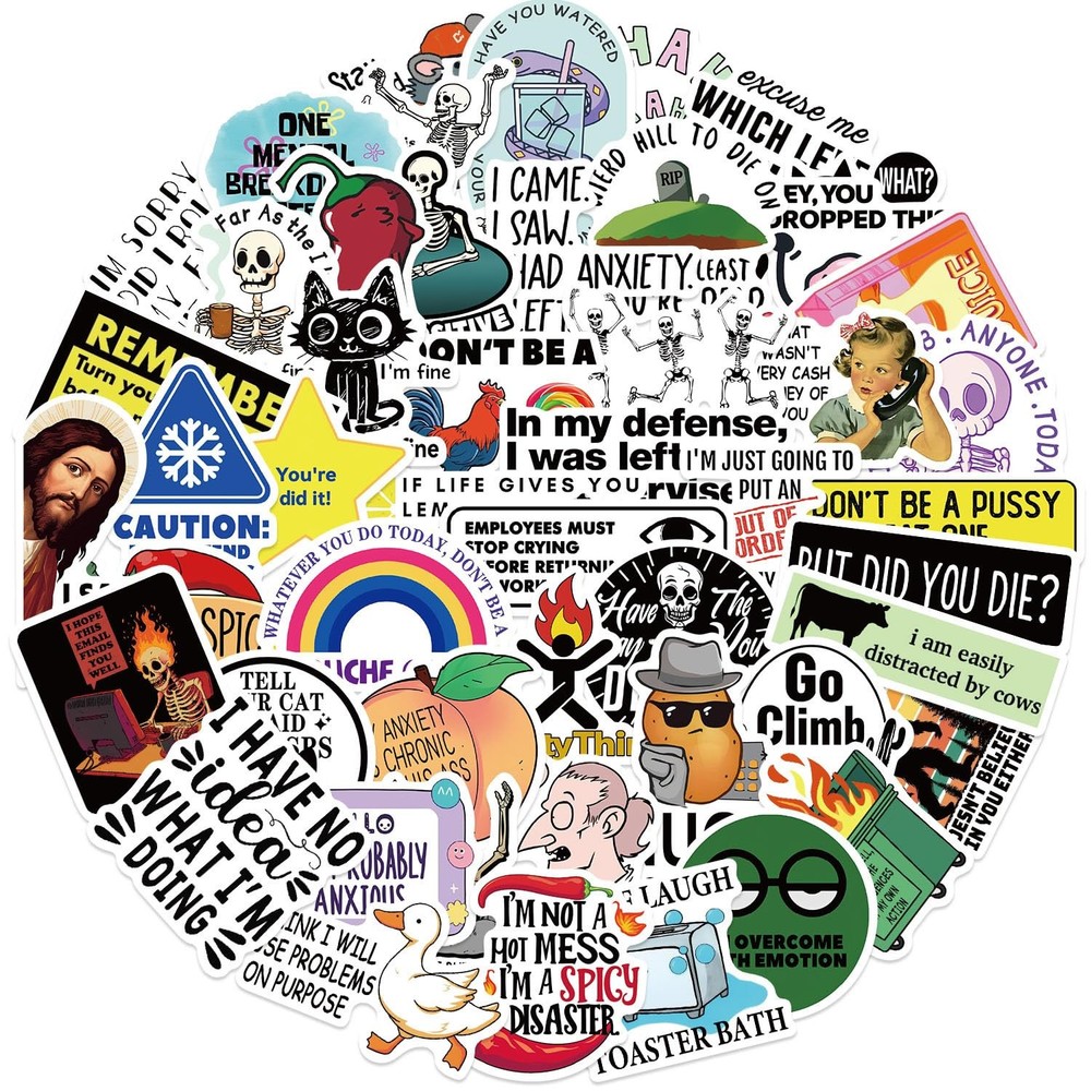 50Pcs Funny Adults Stickers Bulk, Prank Meme Sticker for Kids Teens Adults, S…