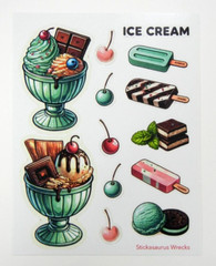 Ice Cream Sundae Cherries Popscicles Ice Cream Sandwich Sticker Sheet