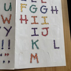 Vtg Alphabet Stickers Multi Color Rainbow 1”