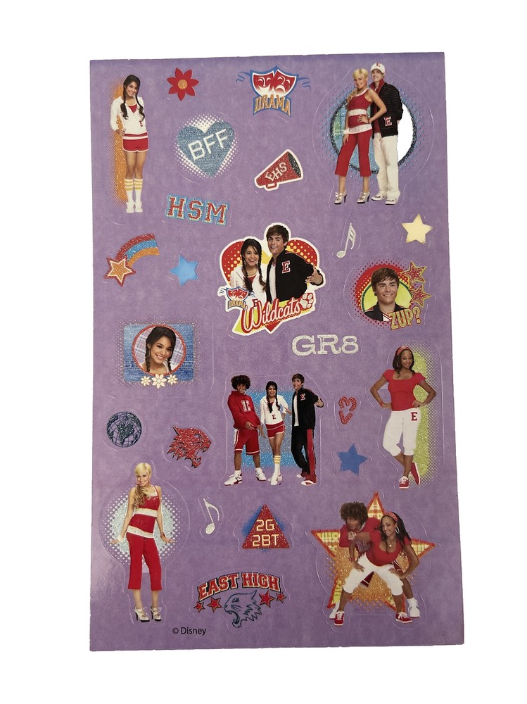 HIGH SCHOOL MUSICAL Stickers (26pc)Disney•4″x 6.5″East High •Wildcats•Singing•