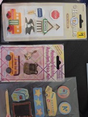 Vintage School Bus 3D Sticker Scrapbook Lot 6pc Freds MAMBI Paper House Kit