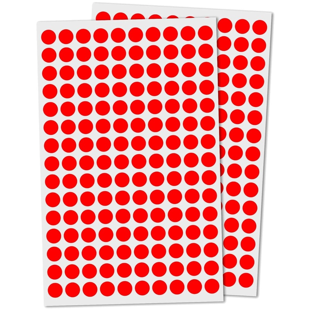 15,000 Red Round Dot Stickers – Self-Adhesive