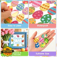 JULMELON 480 Easter Egg Stickers Bulk