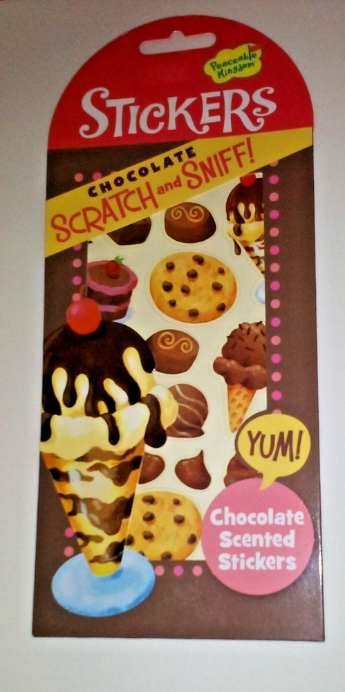 Peaceable Kingdom Sticker Sheet Chocolate Scented Scratch and Sniff Scrapbooking