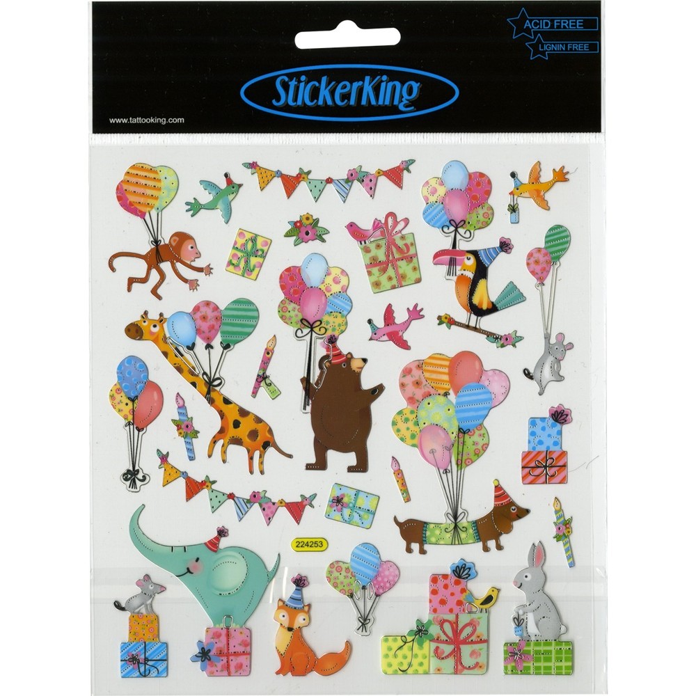Multicolored Stickers Animal Party