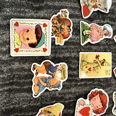 Valentine’s Stickers 50 Pack Retro VIntage Style Cute Heart Junk Journal New