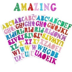 5 Sheets 210PCS Colorful Glittery Foam Self Adhesive Letters