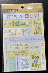 STUDIO 112 Embossed Glitter Stickers BABY BOY Words & Phrases 2 Sides see pics