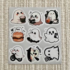 18 Ghost Stickers 1.6” Cute Spooky Halloween Ghost Everyday Activities