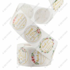 500pcs 1.5in 8 Designs Thank You For Supporting Stickers Chrome Paper Round
