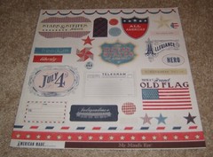 My Mind’s Eye 12×12 Scrapbook Paper Lot of 10 w/CutOuts ~ American Made Flag