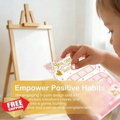 HJLLOQR Pink Glitter Reward Chart 432 Stickers