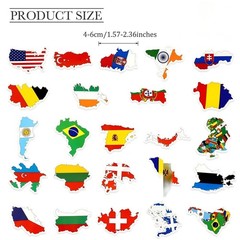100 Pcs World Country Flag Stickers Vinyl Map Waterproof Small