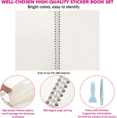 Reusable Sticker Book – 60 Sheets, Collecting Album, Organizer, Blank Book for