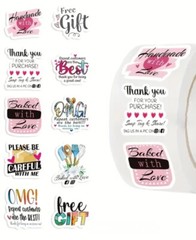 100 THANK YOU 1″ ASSORTED STICKERS LABELS Handmade Free Gift Small Business