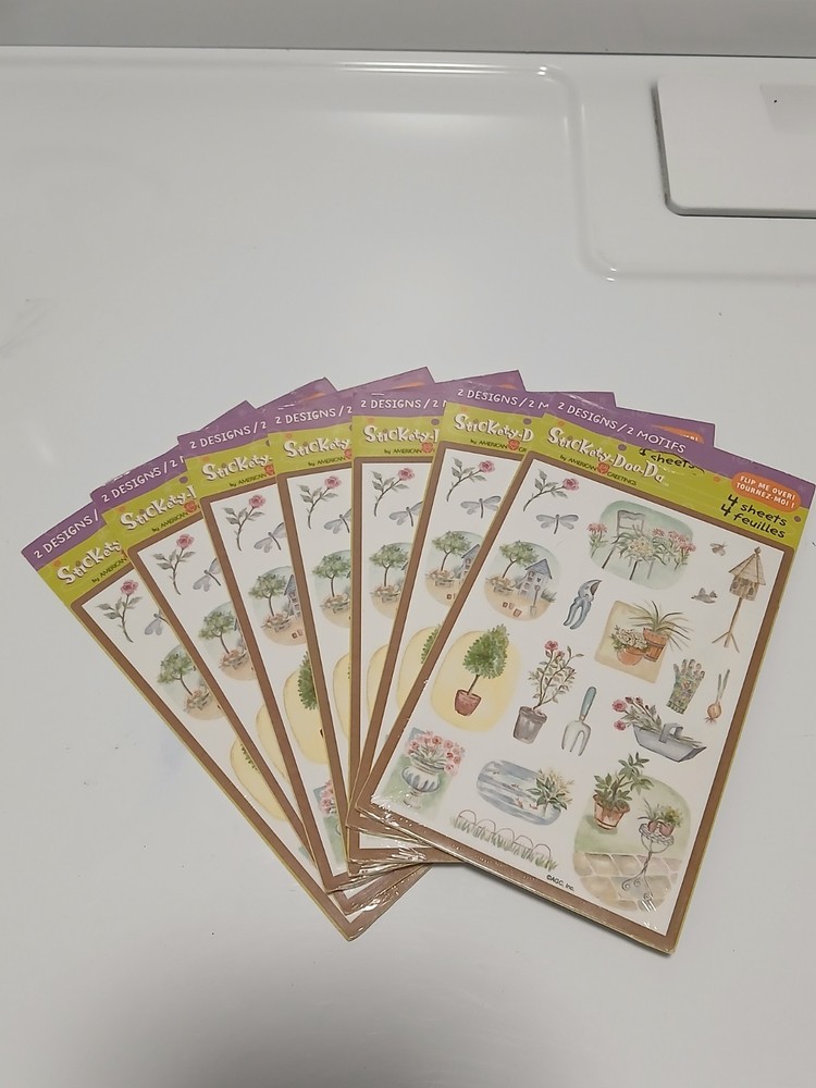 7 pks Vintage American Greetings Stickety-Doo-Da Gardening Flowers Birds Rose
