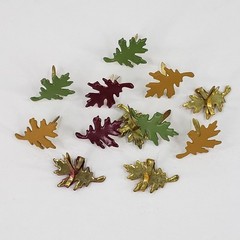Set of 12 Oak Leaf Brads Leaves 3 Autumn Fall Colors Paper Art Handmade Cards