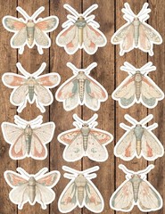 Boho Moth Die Cut Vinyl Stickers Set Scrapbooking Laptop Waterbottle