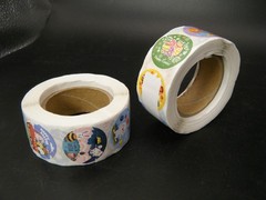 2 Rolls of 500 Easter Egg Stickers Round 1″ Pastel Bunnies Happy Easter Design