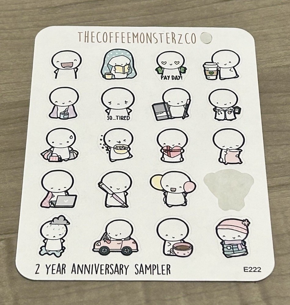 TheCoffeeMonsterzCo 2 Year Anniversary Stickers Sampler TCMC (1 Missing Sticker)
