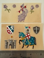 Vintage RENAISSANCE PRINCESS MEDIEVAL KNIGHT HORSE CASTLE LION SHIELD ARM0R FLAG