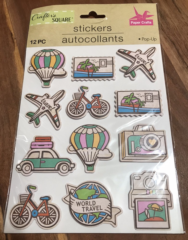 Crafters Square World Travel Adventures Puffy 3D Stickers 12 Piece “NEW”