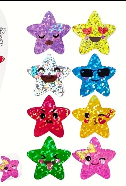 40 PCs Star Shaped 1” Holographic Stickers Great for Teachers or Kids Rewards