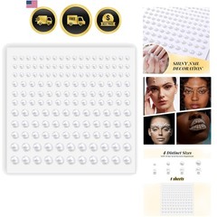 Pearl Stickers Self Adhesive Hair Pearls Gem White Jewel Sticker for Making H…