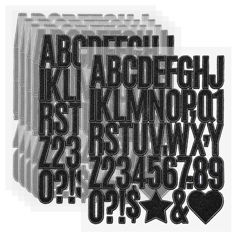 276Pcs 1.6″ Glitter Letter Stickers, 6Sheets Number Stickers, Black