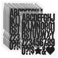 276Pcs 1.6″ Glitter Letter Stickers, 6Sheets Number Stickers, Black