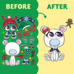 36 Pcs Christmas Make-A-Face Sticker Sheets Make Your Own Xmas Characters Mix an