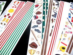 Lot Stickers, Dirt bikes, Lines in multiple colors, Baseball, Track&Field
