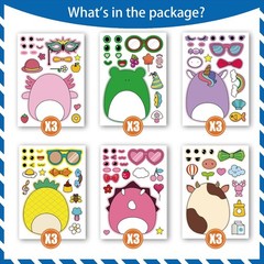 18Pcs Cartoon Make a Face Stickers,Mixed and Matched with 6 Designs Character…
