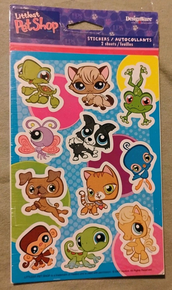 2007 Hasbro Littlest Pet Shop Stickers 2 Sheets American Greetings