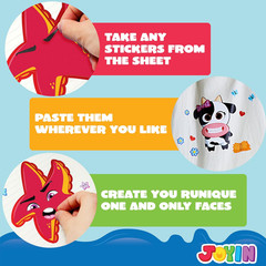 24 Sheets Make a Face Stickers Unicorn Dinosaur Sea Safari Animals for Kids Fun!