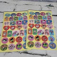 Vintage Y2K Power Puff Girls Cartoon Stickers Lot 2 Sheets 2000
