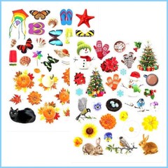 SEASONAL STICKERS SEALS Full Sheet Christmas Fall Summer Spring #66