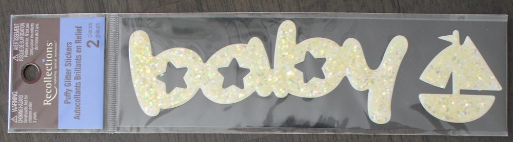 New Recollections scrapbook stickers BABY gold glitter sailboat