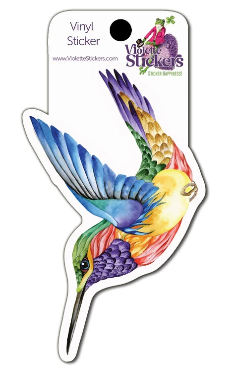 Violette Stickers Vinyl Humming Bird Colorful Satin Finish Approx 3.5 X 3.5