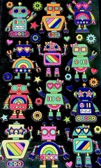 ROBOTS✨68✨STICKERS✨💚🧡💜💛💖🩵✨7” x 4”✨1 1/2” x 1 1/4✨VERY CUTE✨BOYS & GIRLS💫