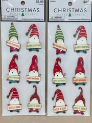 2 Christmas Paper Crafts Merry Christmas Gnomes 3D Wood Stickers Santa is Here