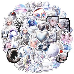 50Pcs Silver Decorative Stickers | Creative & Girly Heart Design Korean Ins Styl