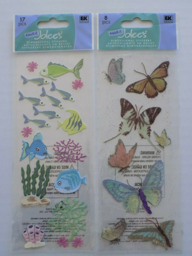 Lot of 2 A Touch of Jolee’s Dimensional Stickers BUTTERFILES & FISH CORAL NEW